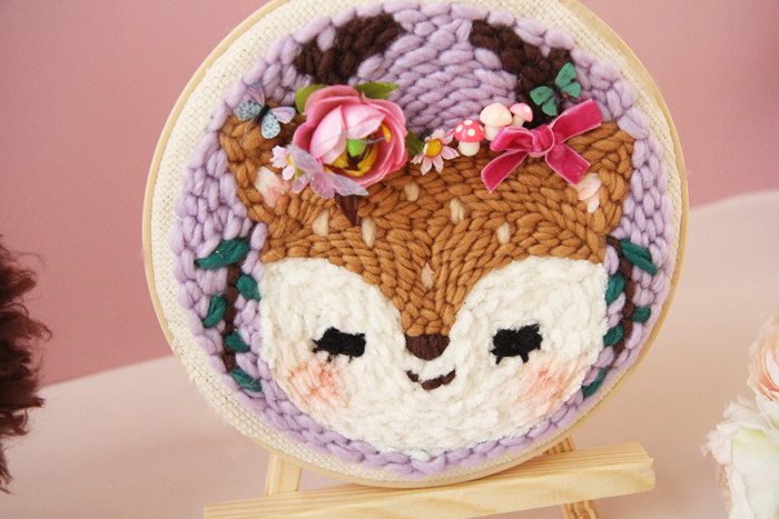 戳戳包动物毛线动物diy材料刺绣装饰画礼物手工缝纫diy材料套装