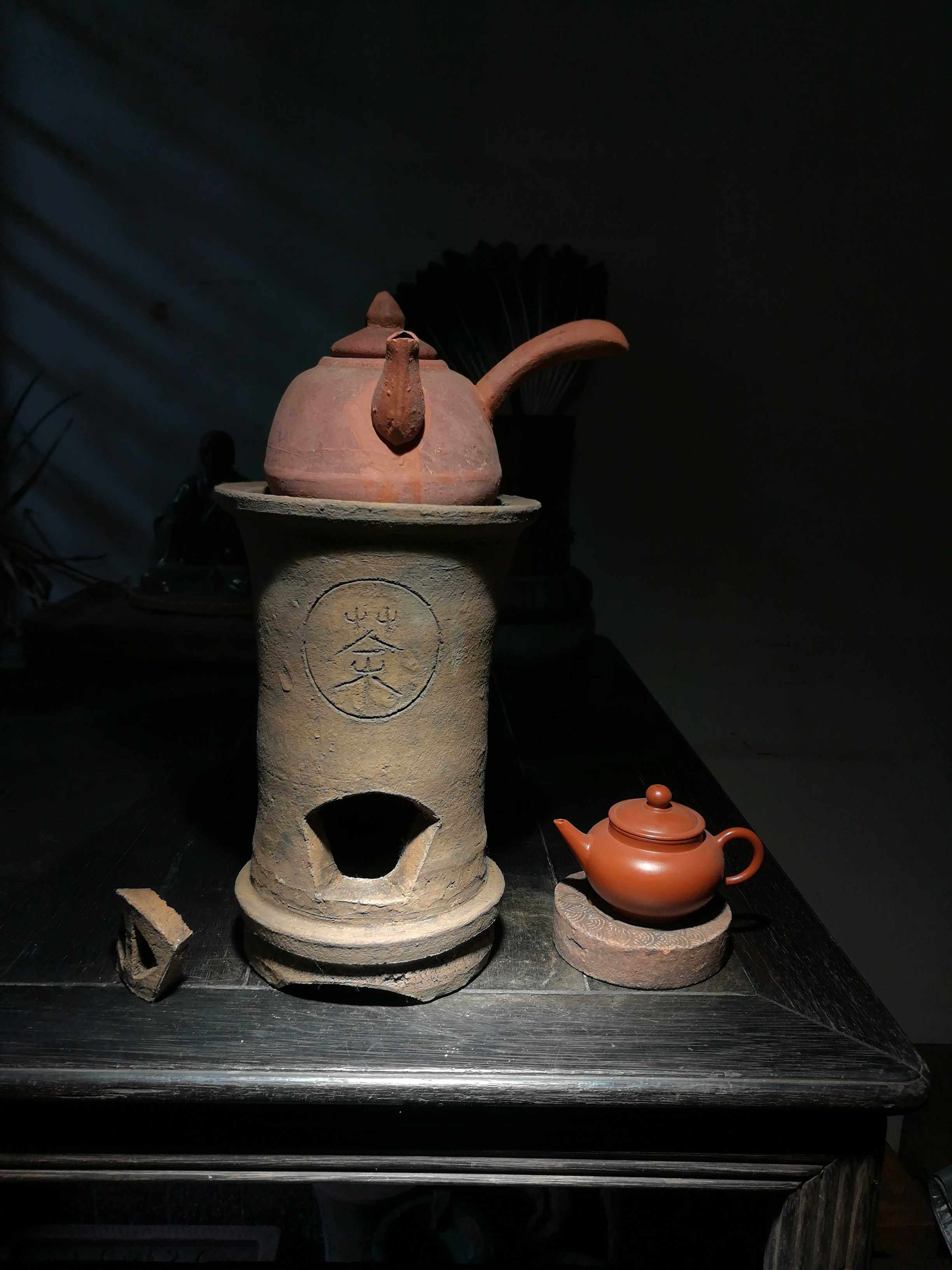 红泥炭炉火炉老旧风炉手工陶器泥炉文房茶道茶道