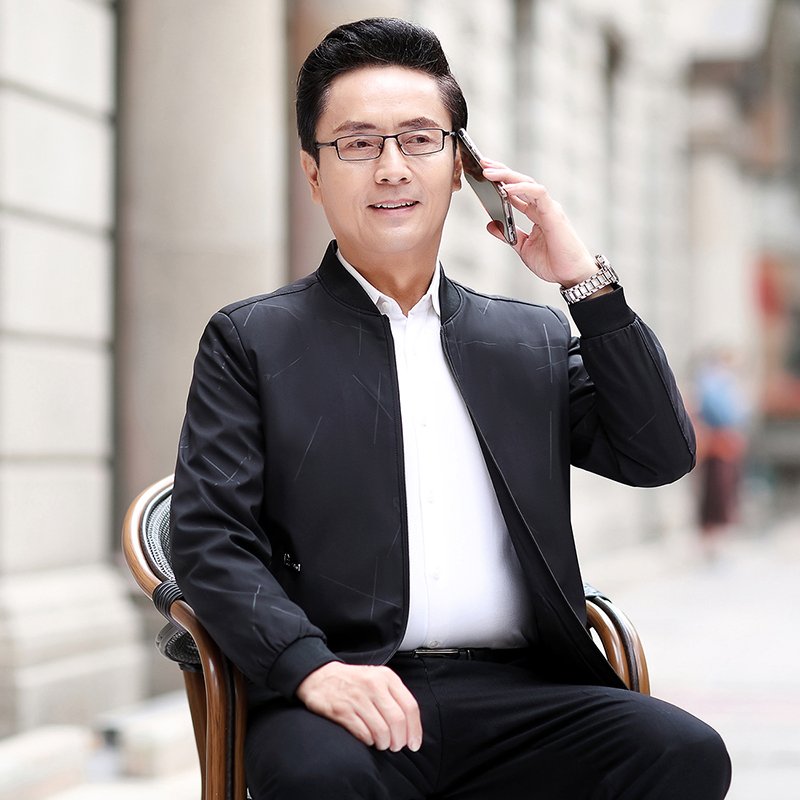 儿子结婚女儿出嫁婚礼爸爸男士夹克外套印花夹克