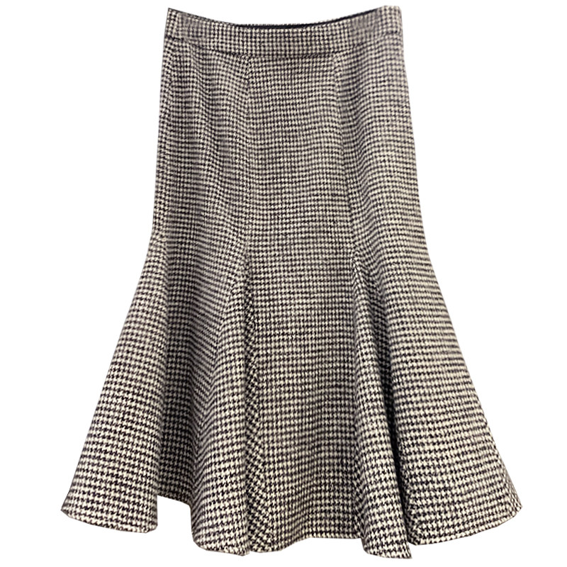 umooie提臀立裁知性千鸟格修身半身半身裙