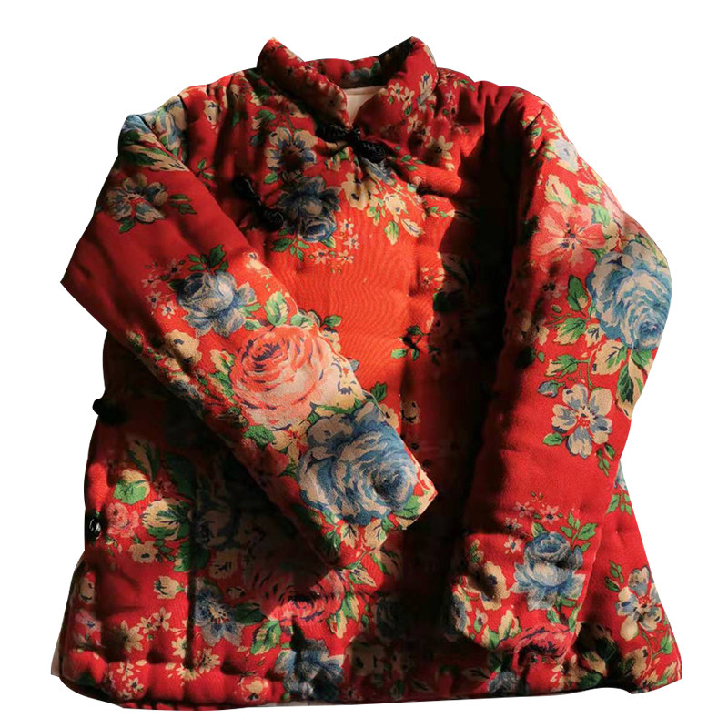 手工棉花棉袄女装冬季加厚夹棉棉麻复古中式棉衣