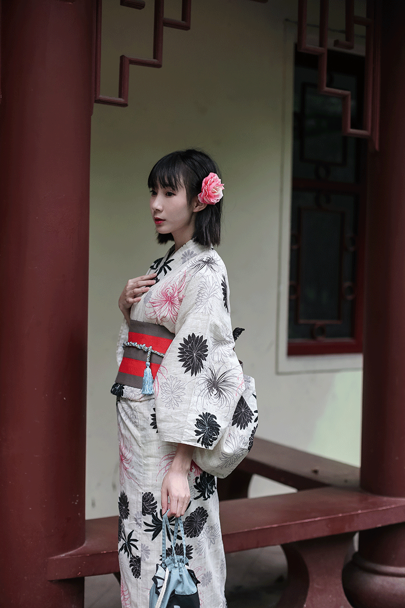 樱之美 日系和风连衣裙纯棉樱花和服女改良短款和服浴衣正装套装