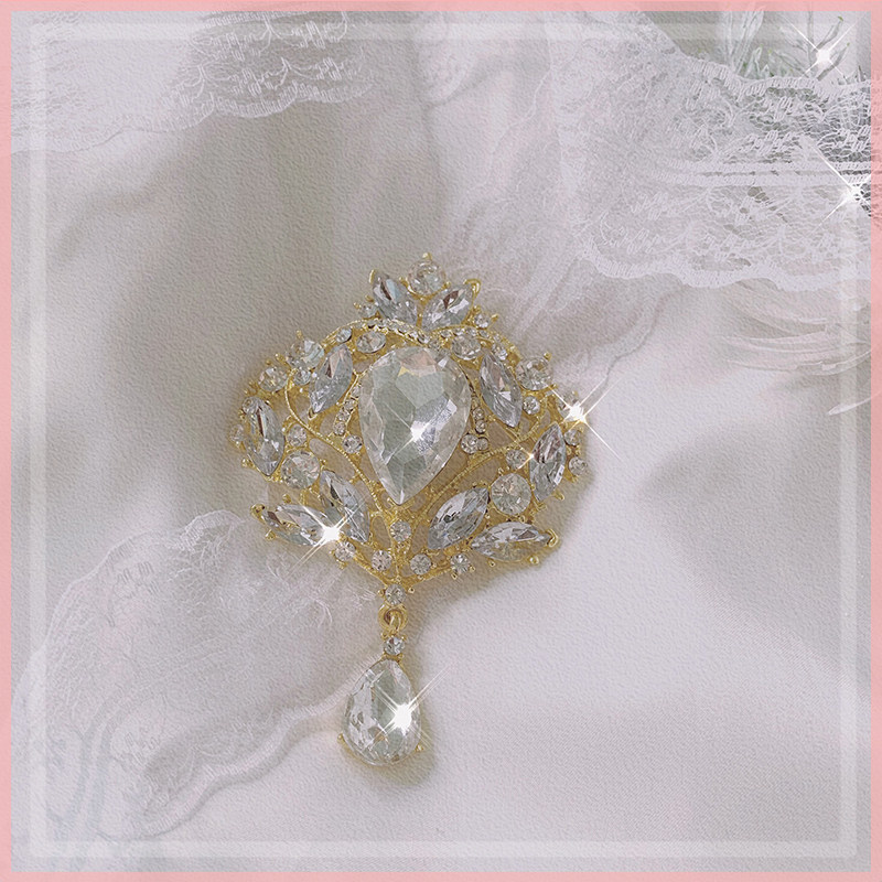 洛丽塔lolita仙女金色水滴百搭胸针人鱼镶钻别针胸针