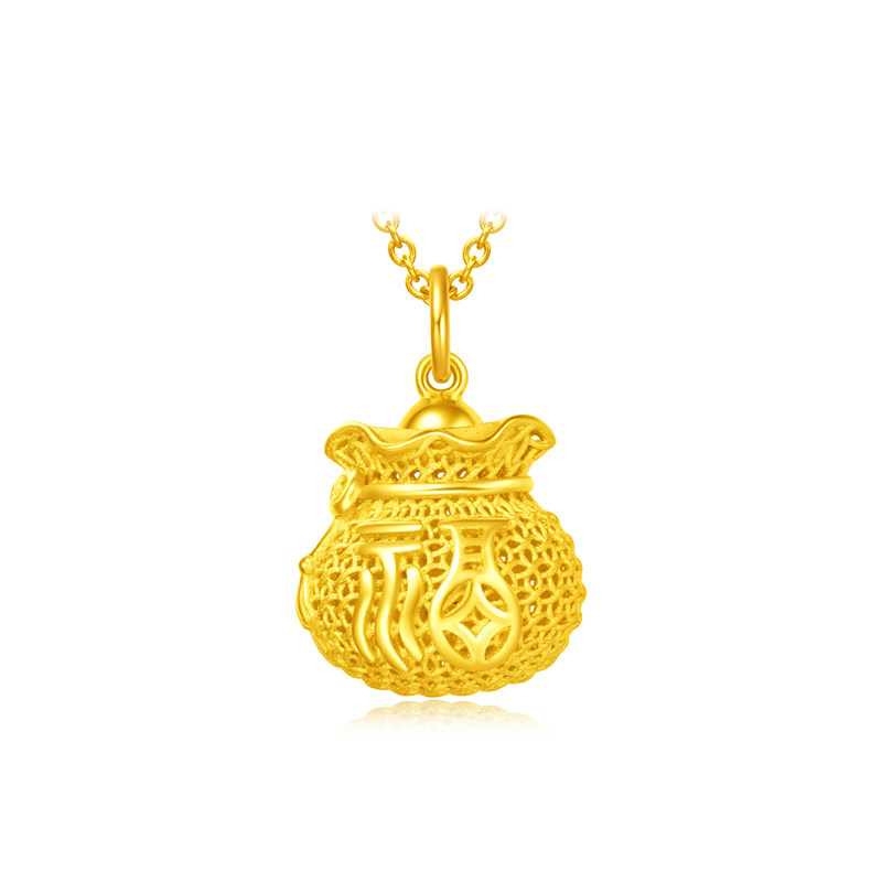 周大福珠宝首饰钱币福袋足金黄金吊坠计价eof319精选计价黄金吊坠