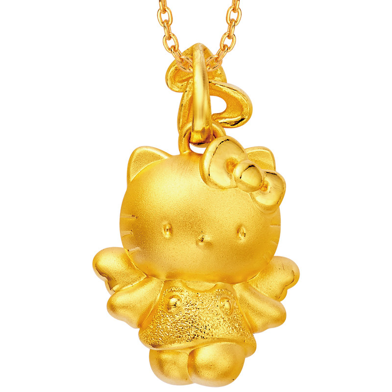 周大福hellokitty系列天使凯蒂猫足金黄金吊坠r13866颈饰