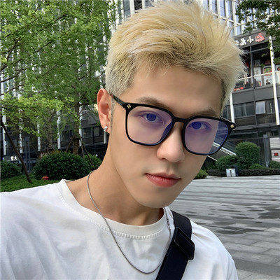 日系方框眼镜黑色粗边素颜韩版潮男平光镜配近视大胖脸显瘦防蓝光