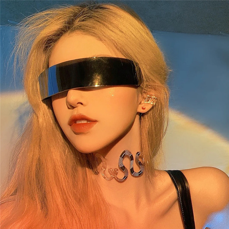 新科技眼镜网红蹦迪嘻哈赛博朋克墨镜一体男女太阳眼镜