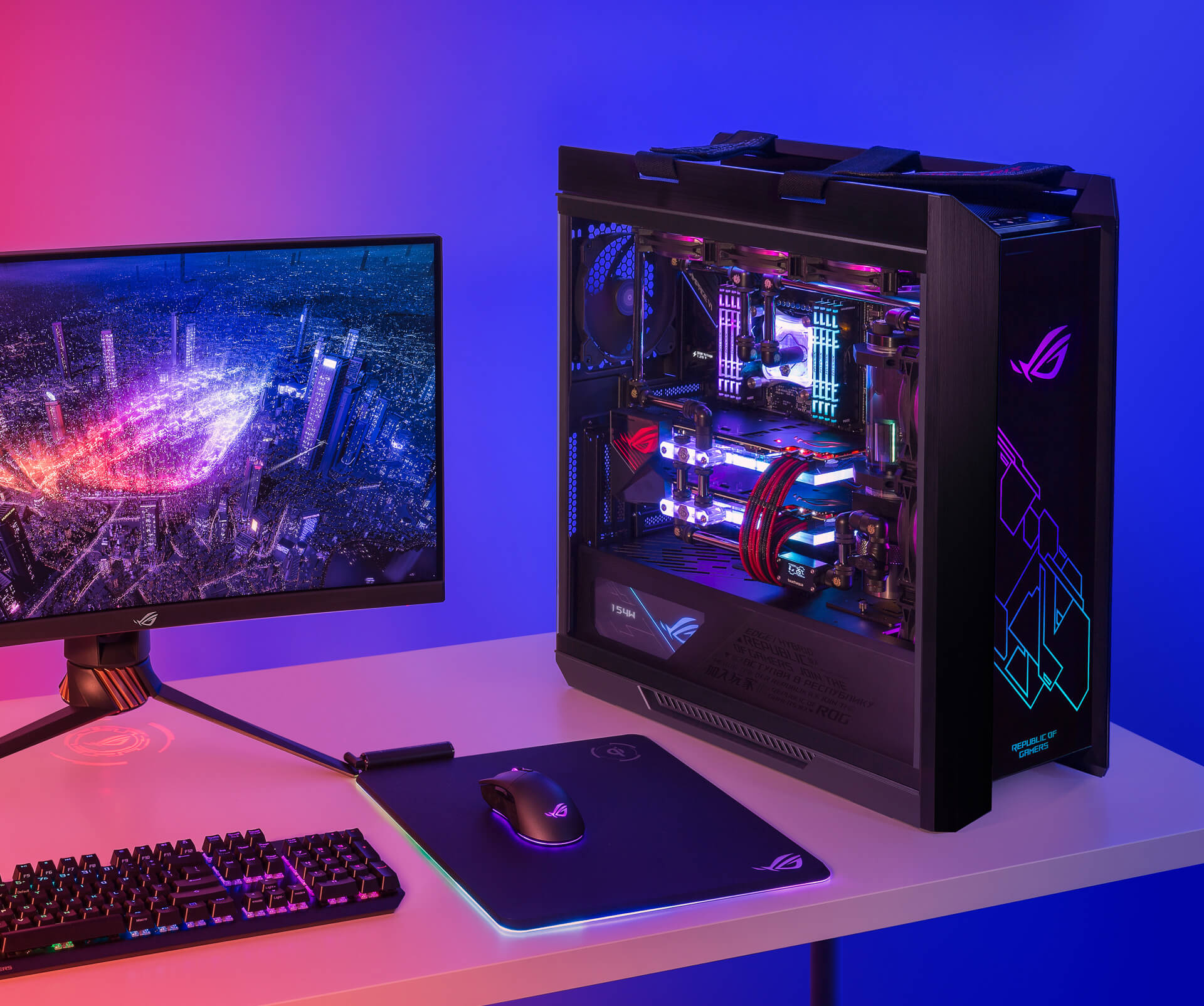 华硕rog玩家国度全家i910900k2080tidiy兼容机