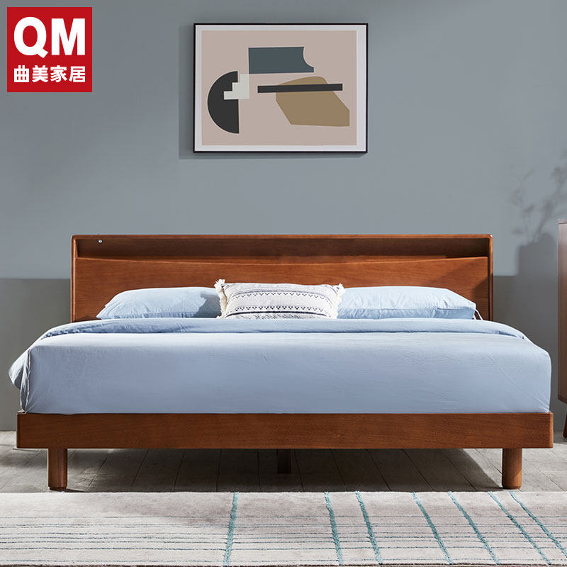 曲美美家居18米实木木床复古怀旧旧主双人床北欧实木床