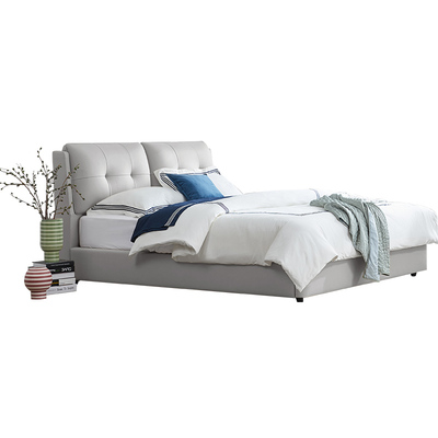 曲美家居皮床真皮床现代简约双人大床主卧婚床18米舒适软床