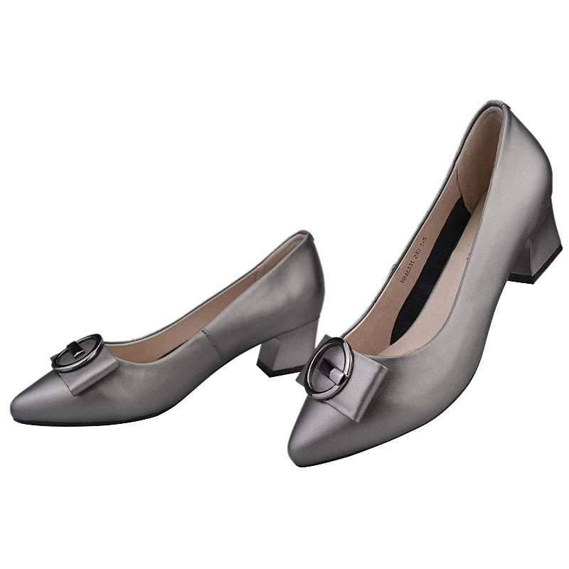 孚德鞋包通勤舒适鞋套跟单皮鞋方跟单女鞋尖头单鞋