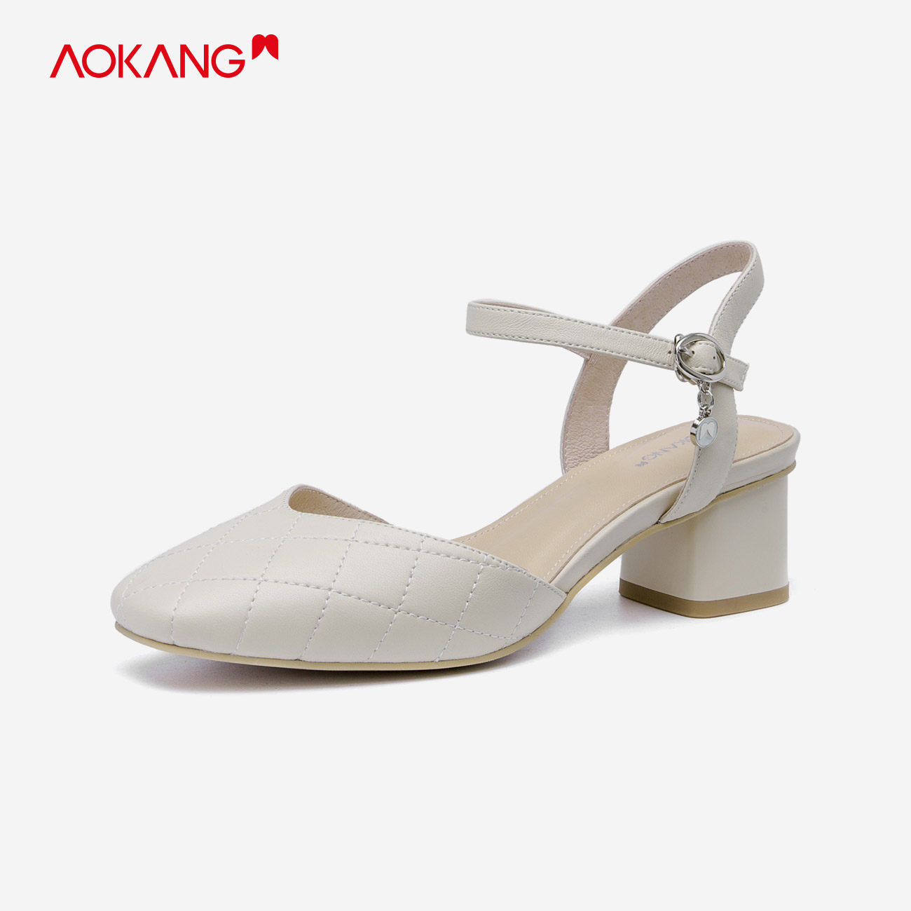 奥康女鞋2021春季新款女士真皮包头一字凉鞋单鞋