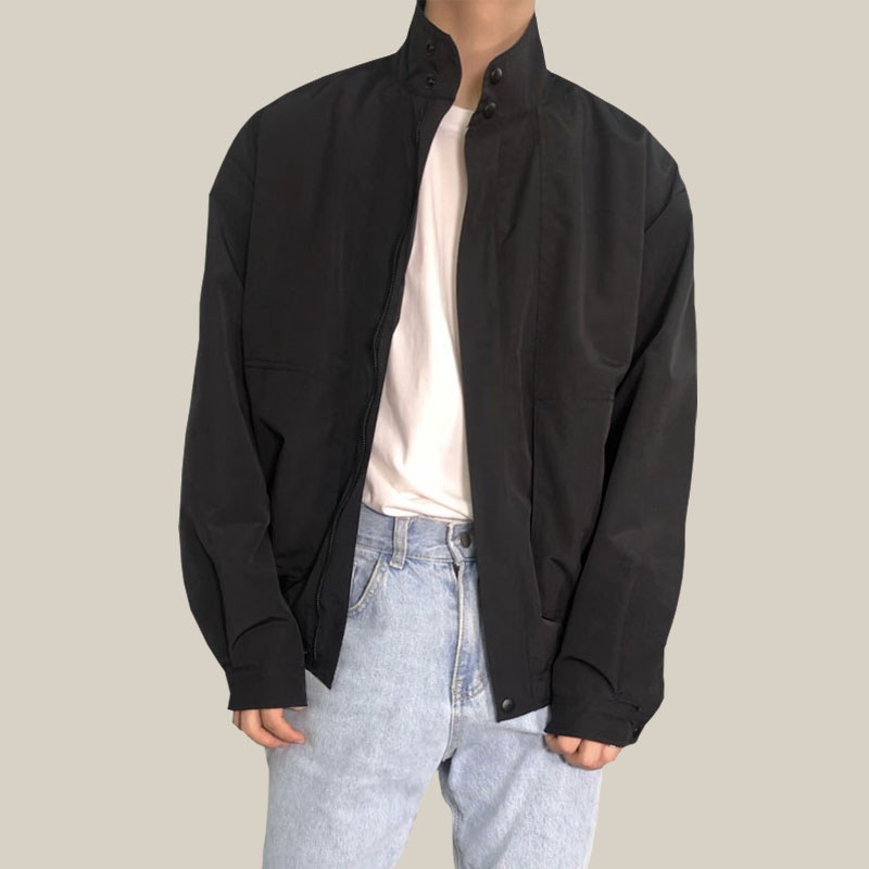 Lucah韩版男上衣ins春秋季vibe风宽松百搭纯色立领飞行员夹克外套