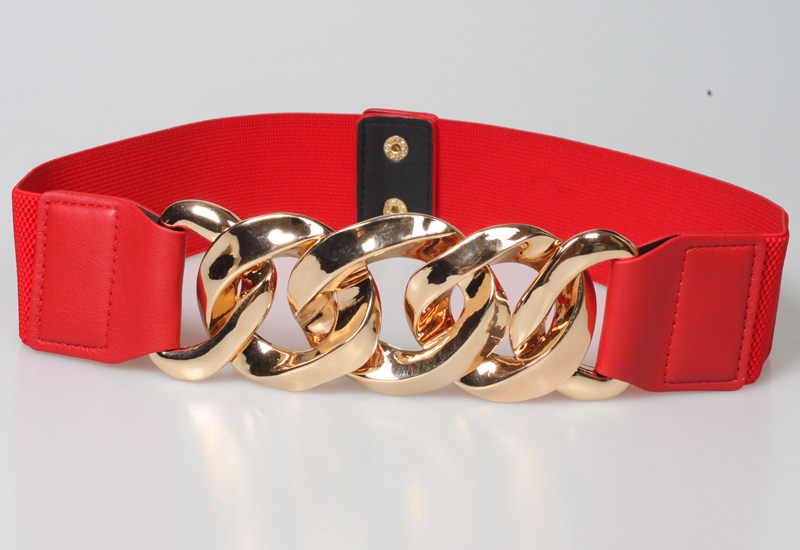 金属链条女士松紧腰封裙子皮草束腰时尚百搭腰带