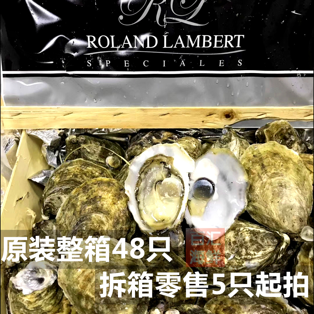 法国黑珍珠生蚝5只起售进口鲜活开壳刺身即食生蚝