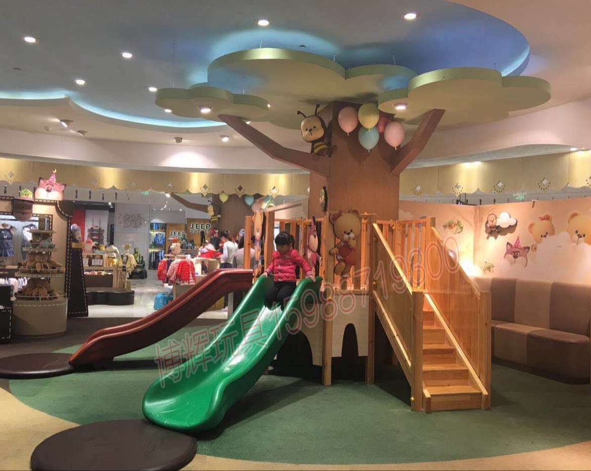 滑梯新款儿童室内木制游乐设施木质小博士组合大型滑梯