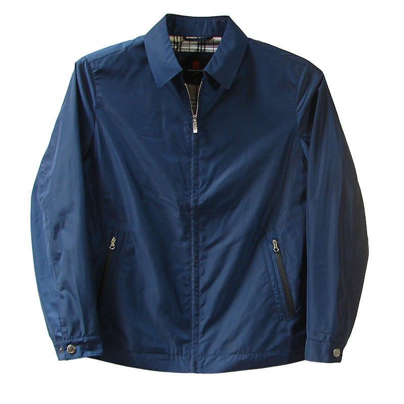 leonardo利奥纳多老人头男款春秋秋季翻领蓝色公务商务夹克