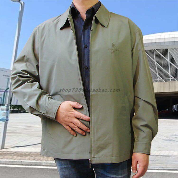 leonardo利奥纳多老人头男款春秋秋季干部夹克加宽肥版夹克