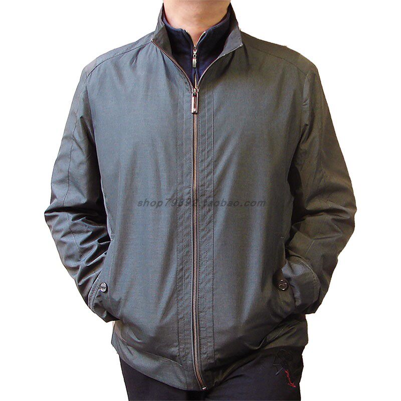 leonardo利奥纳多老人头男款春秋秋季立领麂皮中年休闲夹克