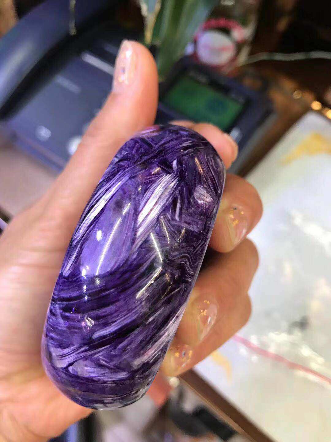 天然紫龙晶龙水晶手镯民族风紫色女款贵妃超宽手镯