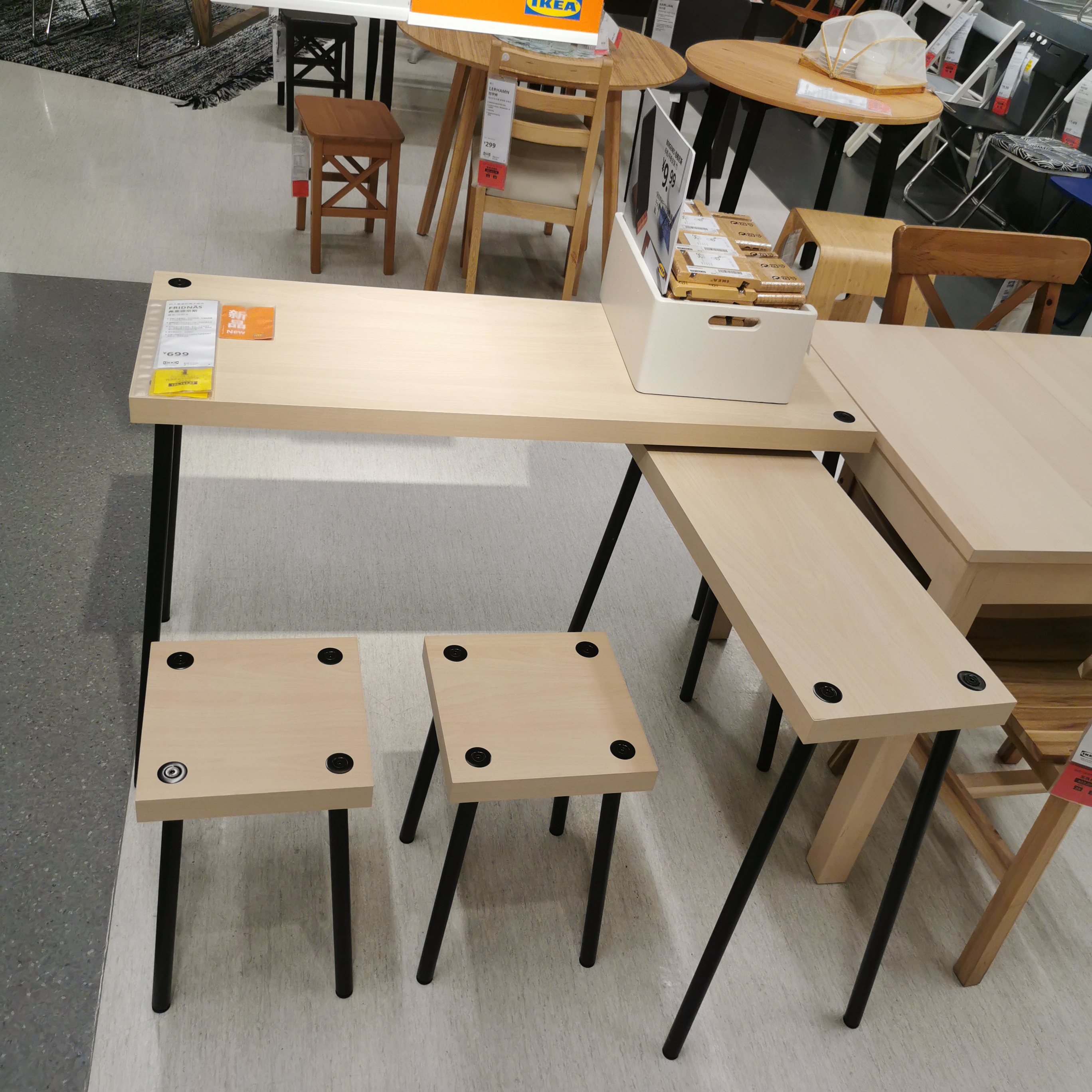 桌椅宜家代购ikea弗里德奈斯实木餐桌套装工作书桌