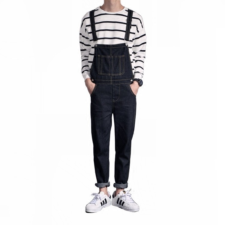 秋冬背带裤男士潮流青年韩版英伦小脚吊带裤修身工装连体牛仔长裤