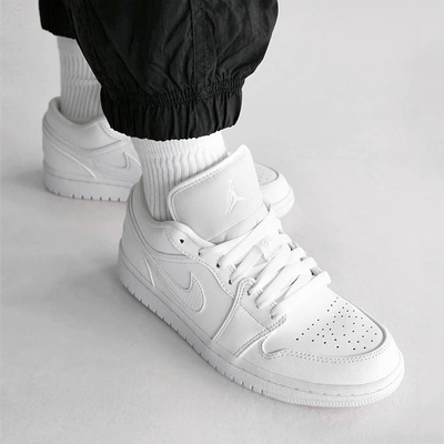 air jordan 1 low aj1纯白 全白2020新款低帮篮球鞋 553558-130