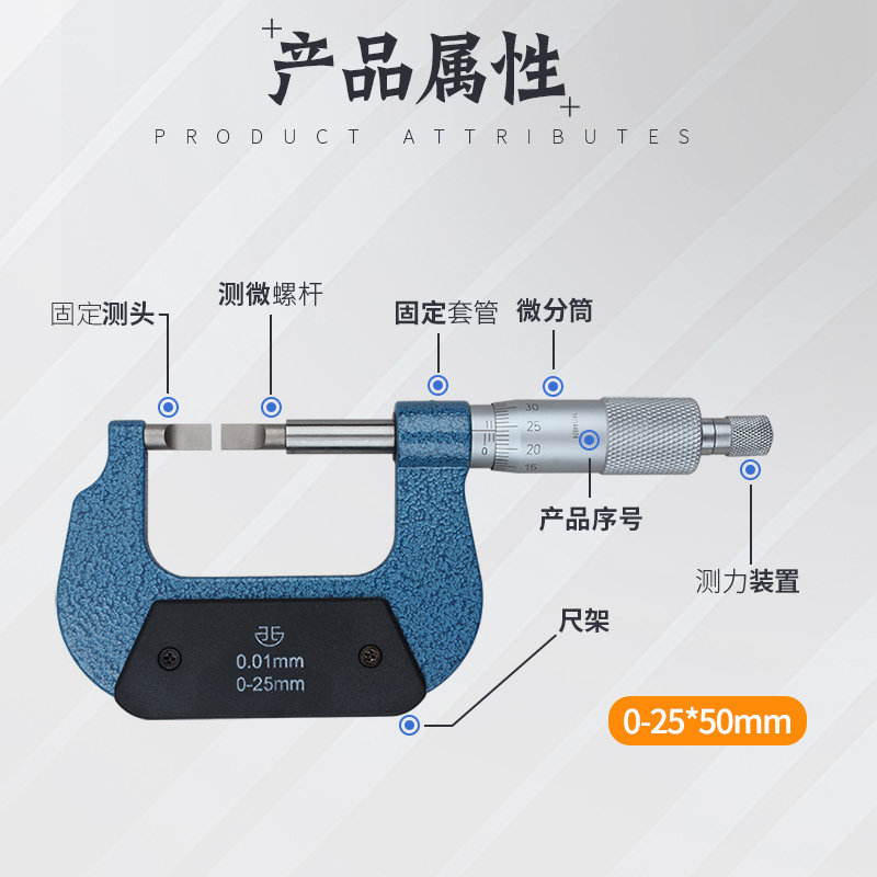 千分尺外径西北青量叶片键槽薄片025mm千分尺