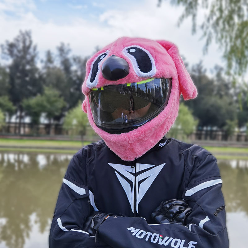 头盔可爱卡通头防刮毛毛绒摩托车圣诞史迪仔青蛙电动车头盔