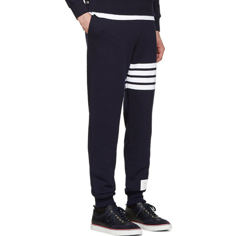 经典款tb thom 色织纯棉束脚卫裤休闲运动长裤潮流男女情侣装潮牌