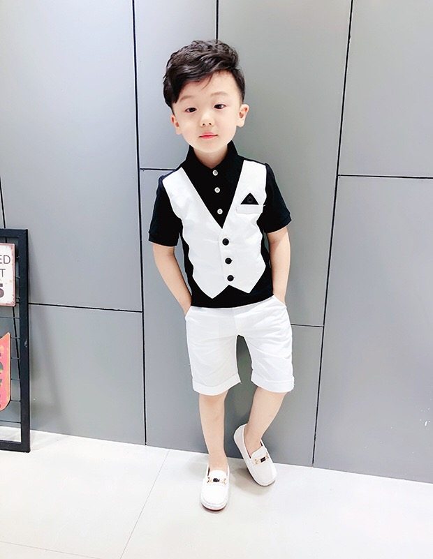 西服花童6岁演出服短袖宝宝主持人男童儿童西装西服