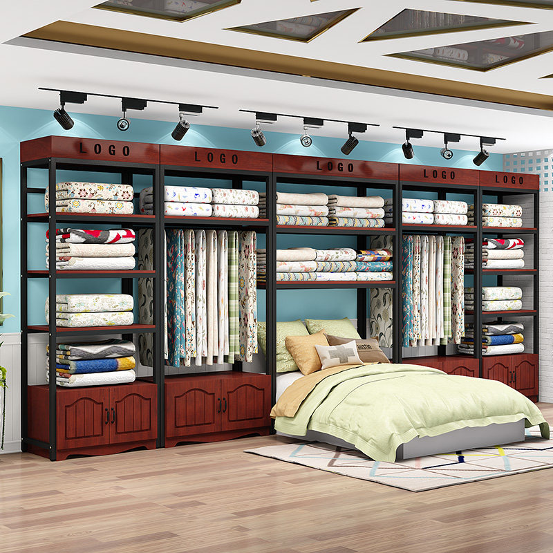 家纺木质货架超市床上用品展示架件套枕芯商用展示柜