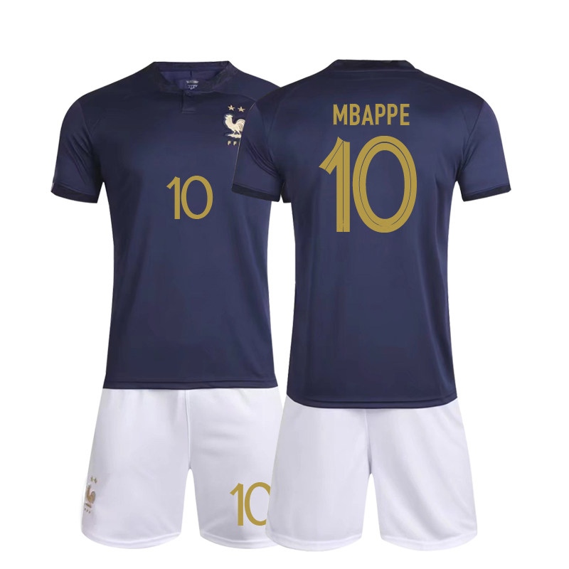 球衣法国2022世界杯主客场10号姆巴佩足成人儿童足球服
