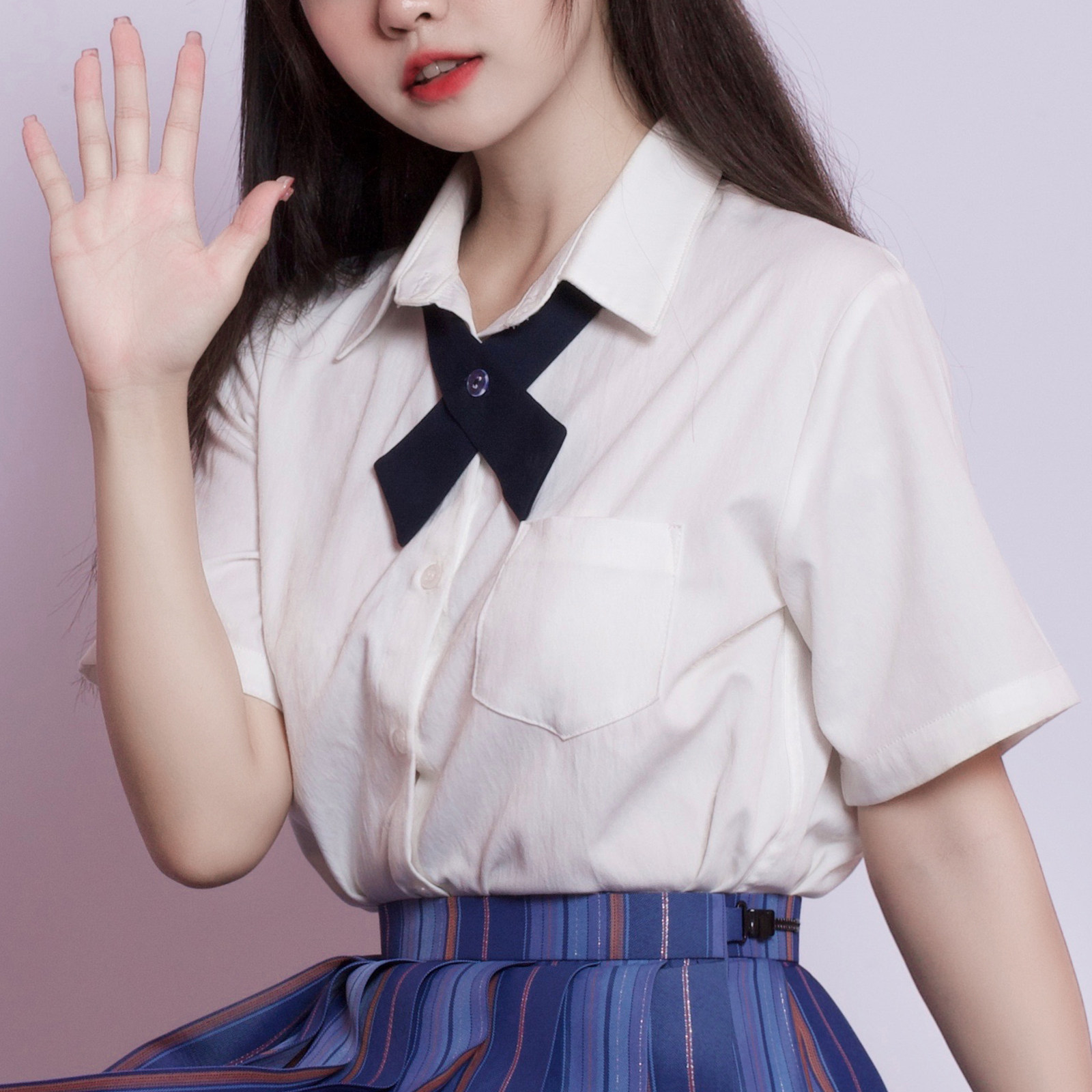 短袖供感款校基础福利少女角襟衬衫现货白衬衫学生校服