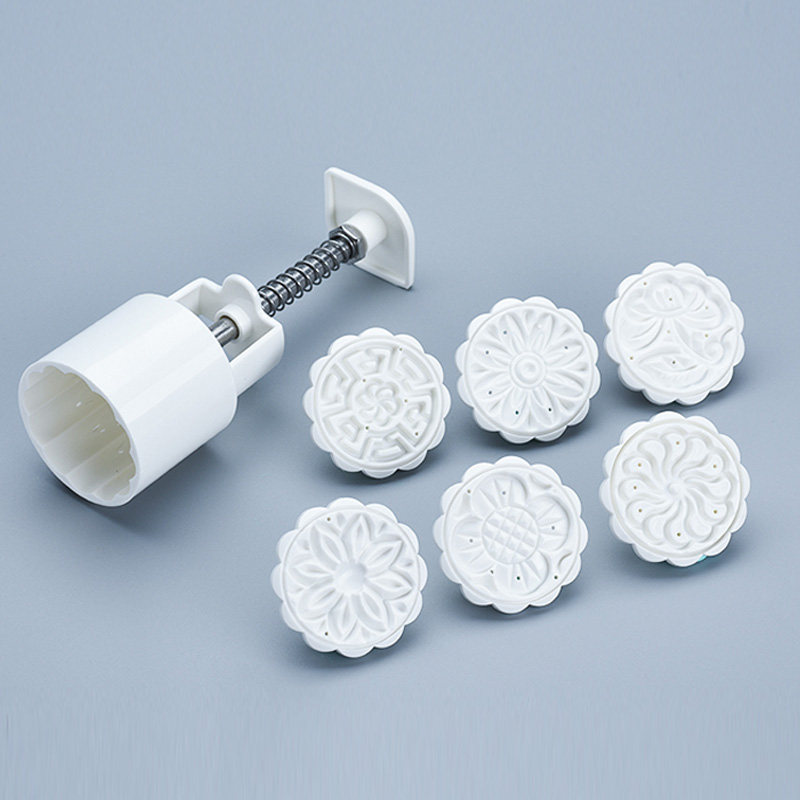 展艺中秋手压式月饼模具50g100g 透明卡通糕点冰皮桃山皮压花模子