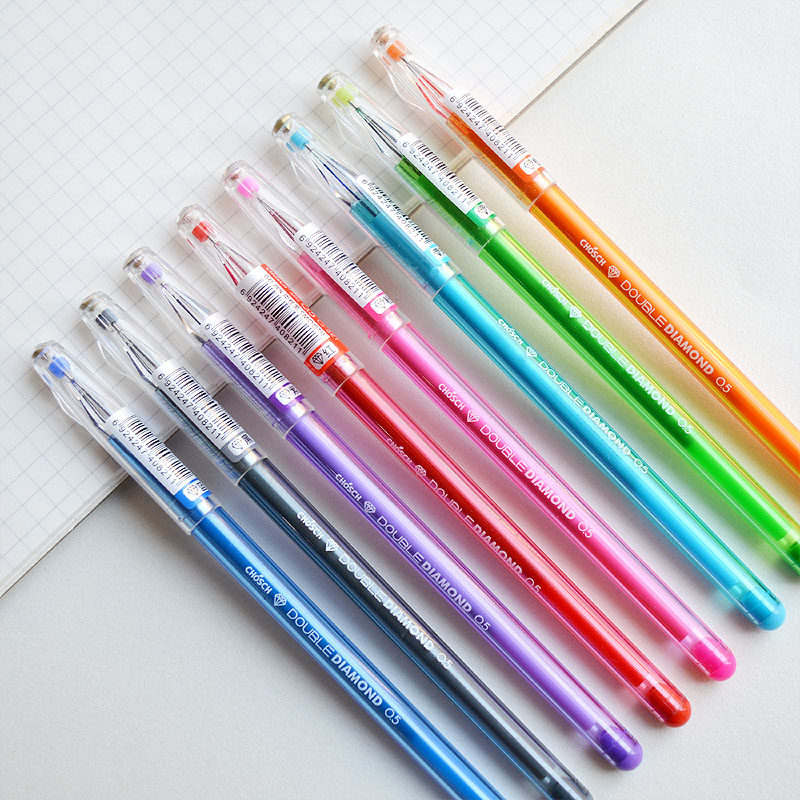 chosch超时821彩色钻石头中性笔05mm全针管水晶头碳素水性笔