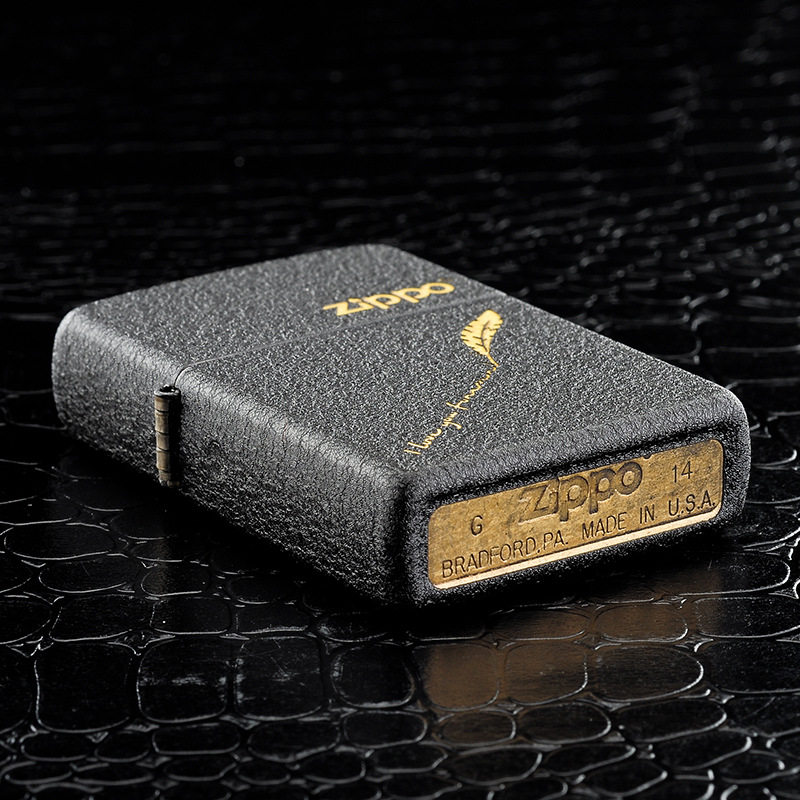 打火机zippo正版zppo裂漆羽毛新年定制吉祥富贵zippo
