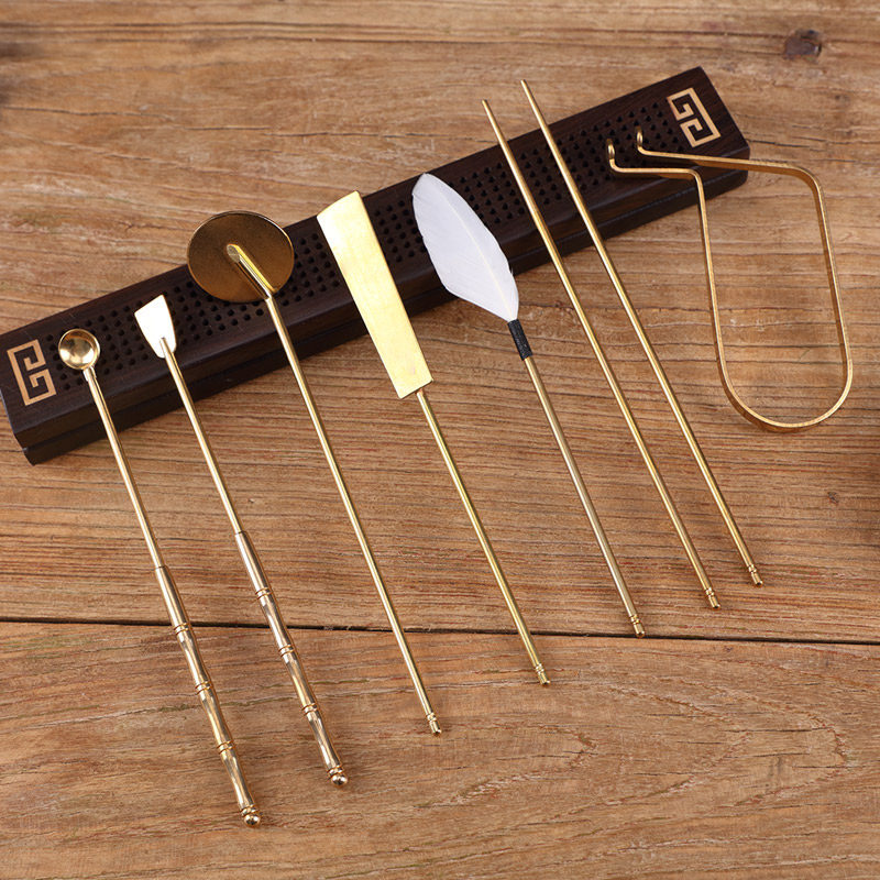 瑞象纯铜香道工具七件套打拓空熏香