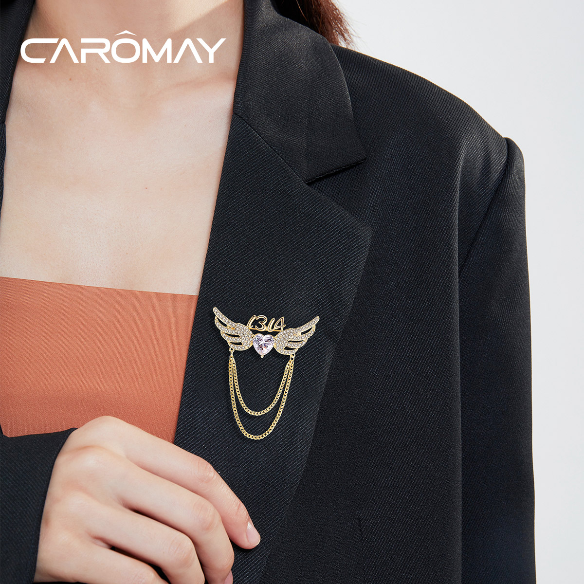 caromay天使之翼胸针高档精致小众设计西装胸花2021年胸针