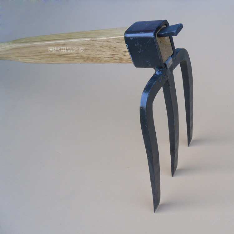 锄头九佐全钢大号三齿耙子全长120cm农具锄头