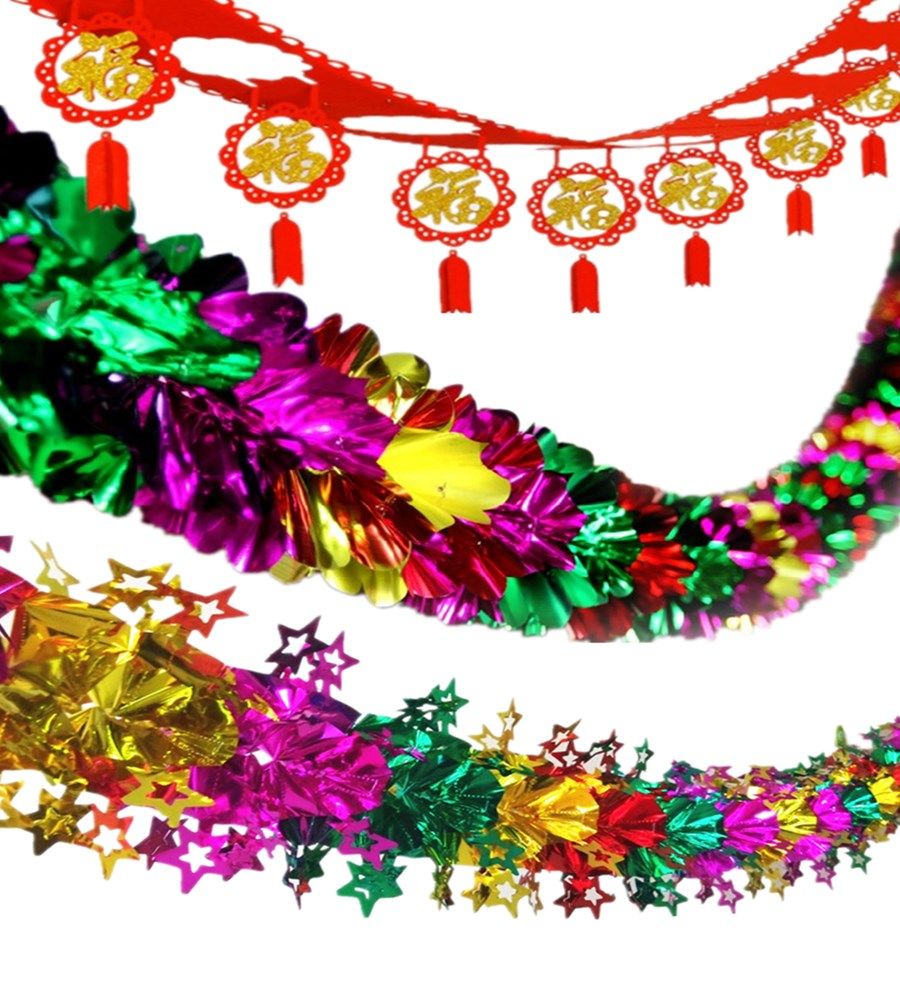 节日拉花彩带周年庆活动装饰亮光光片彩条拉福拉花