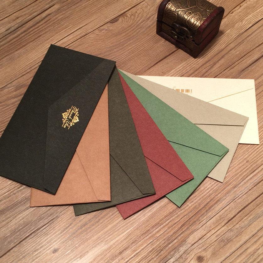 otaku-复古彩色烫金西式商务信封 邀请函装饰高档信封 满10包邮