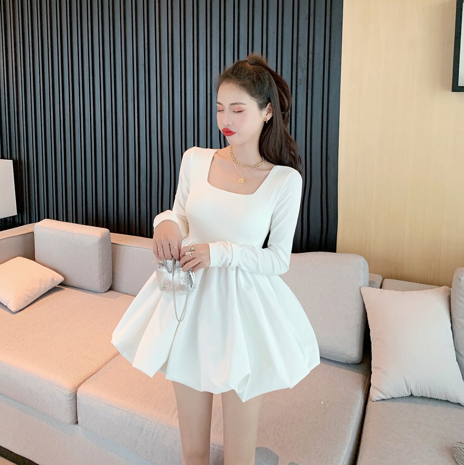 港味小个子穿搭裙子女装春秋新款气质连衣裙