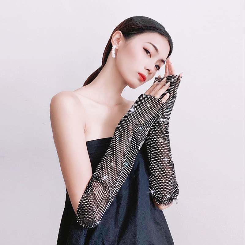 冰袖带钻明星夜店镶钻好看口罩同款防晒袖套