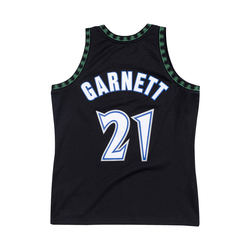mitchellness复古球衣sw球迷森林狼加内特21号mn篮球服