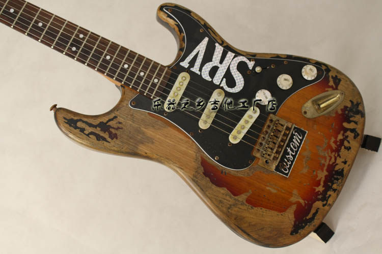 式srv电吉他st电吉他复古做旧桤木韩产全金配件 纯手工打造签名款