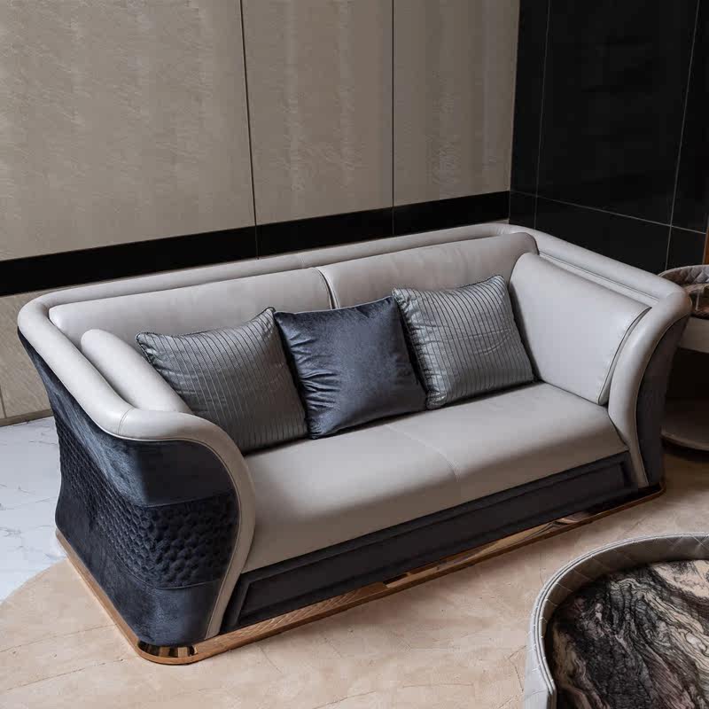 意式轻奢真皮沙发现代家用客厅单人三人皮艺沙发