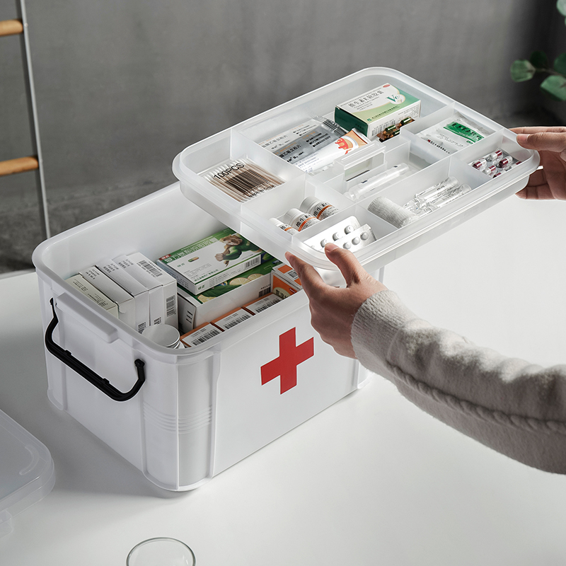 小药箱家庭装医药箱家用多层儿童应急大容量药品收纳盒急救医疗箱