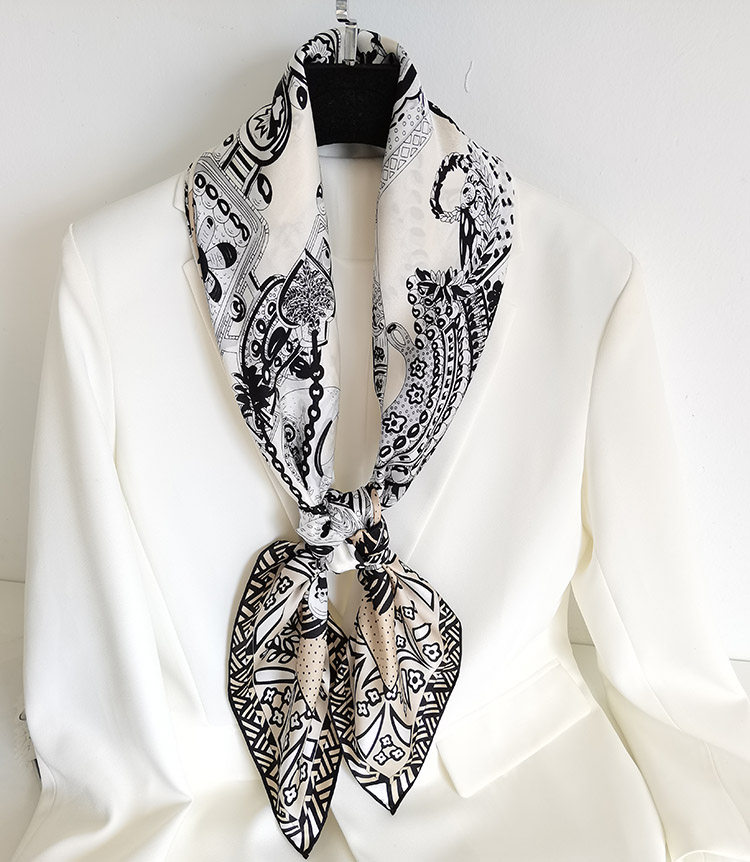 埃及权杖丝巾100%真丝缎面围巾110cm大方方巾围巾