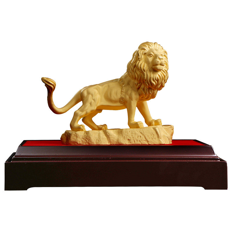 绒沙金狮子瑞狮子摆件家居风水工艺品客厅酒柜装饰摆件